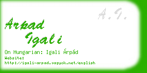 arpad igali business card