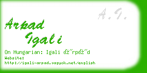 arpad igali business card